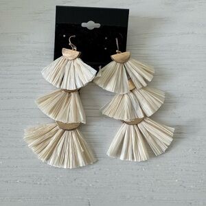 Ivory Tassel Earrings with Gold Accents